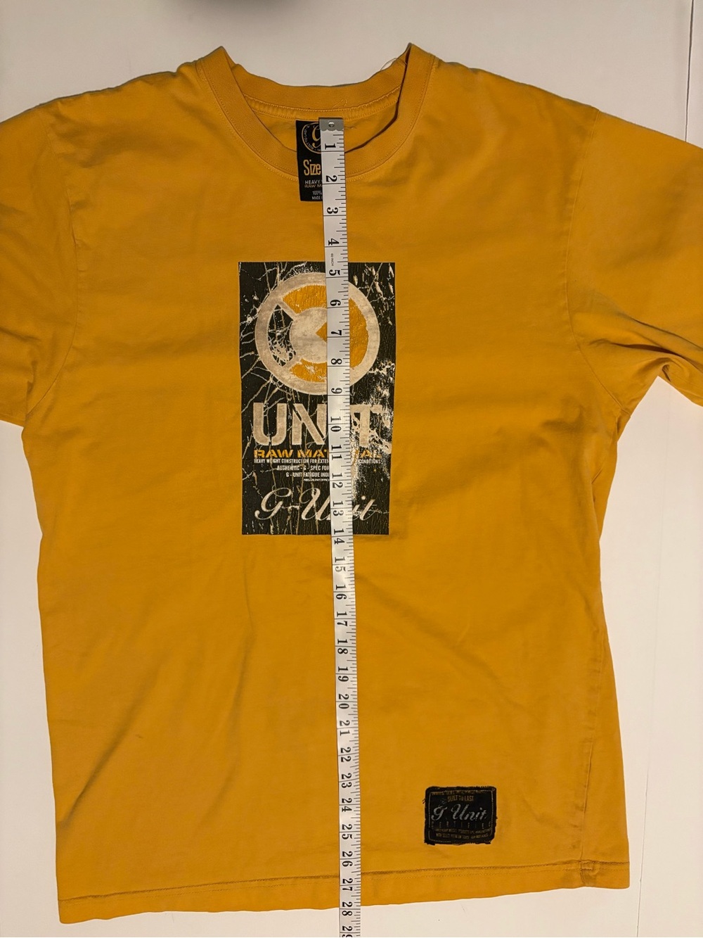 Vintage Y2K G-Unit Raw Material Heavyweight Graphic T-Shirt Yellow 50 Cent, Sz L - Picture 8 of 10